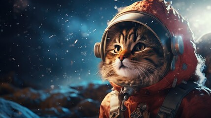 Canvas Print - A cat wearing a space suit in the snow