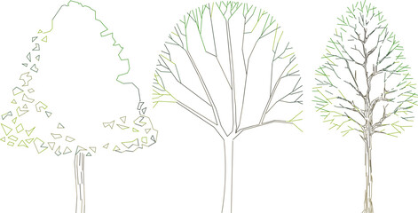 Wall Mural - Vector sketch illustration of tree and plant clipart design to complete the image