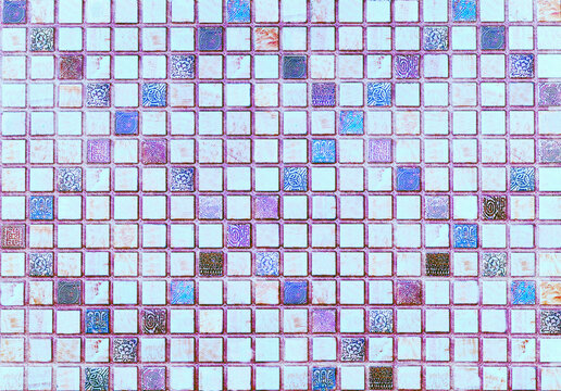 Checkered cell rhombus surface with blue purple and pink colors