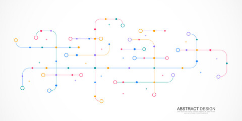 Poster - Digital technology concept with integrated circuit and network communication elements