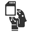 © udin - Vector illustration of robotic memory card icon in dark color and transparent background(PNG).