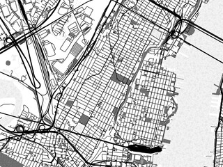 greyscale vector city map of hoboken new jersey in the united states of america with with water, fie