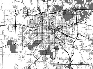 greyscale vector city map of jackson michigan in the united states of america with with water, field