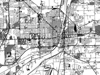 greyscale vector city map of joliet illinois in the united states of america with with water, fields