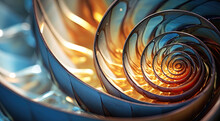 Yellow Fractal Spiral Background Image, Illustration - Infinite Repeating Spiral Pattern, Vortex Of Geometry. Recursive Symmetrical Patterns Compressed And Twisted Into A Central Focal Point. Abstract