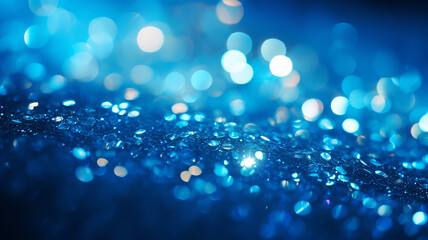 blue glitter bokeh texture background.