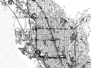 greyscale vector city map of orem utah in the united states of america with with water, fields and p