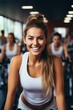 Determined individuals committed to vigorous spinning class in a vibrant fitness club 