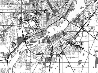 greyscale vector city map of perrysburg ohia in the united states of america with with water, fields