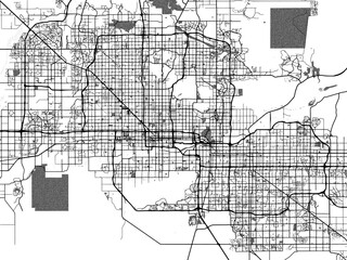 greyscale vector city map of phoenix arizona in the united states of america with with water, fields