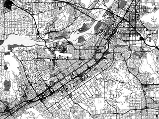 greyscale vector city map of riverside california in the united states of america with with water, f