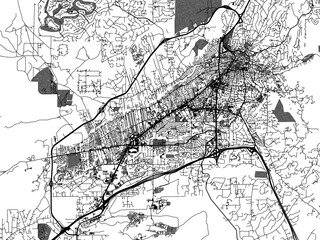 greyscale vector city map of santa fe new mexico in the united states of america with with water, fi