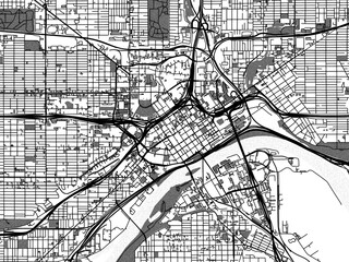 greyscale vector city map of saint paul minnesota in the united states of america with with water, f