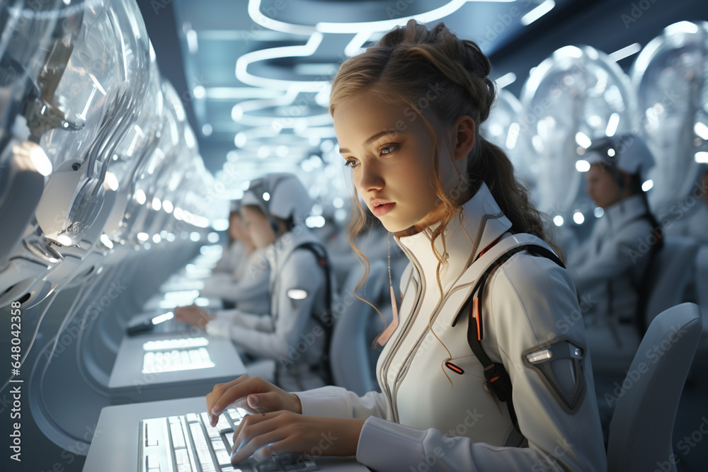 Futuristic Education Concept School And Future Technology Young