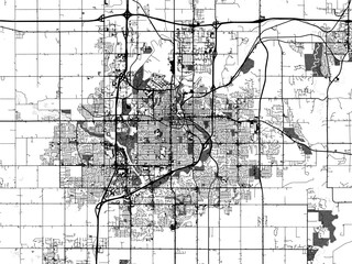 greyscale vector city map of sioux falls south dakota in the united states of america with with wate