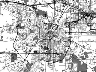 greyscale vector city map of waukesha wisconsin in the united states of america with with water, fie