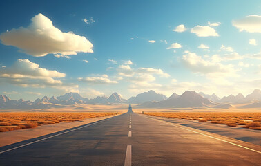 Wall Mural - Road to the horizon. Landscape with endless highway.