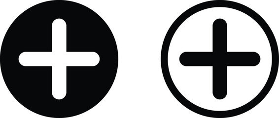 Poster - add icon set vector in two styles . plus icon . add post icon