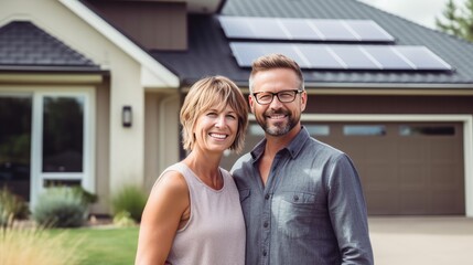 Wall Mural - Married Couple in Front of Their New House