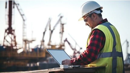 Fototapete - Engineer are working at oil rig, Oil production concept, gas production.