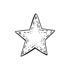 Wall Mural - Star in doodle style on a white background. Festive concept. Hand drawn vector outline icon. Black color.