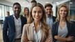 © visoot - Successful business leadership collaboration corporate diversity partnership teamwork in modern office background.