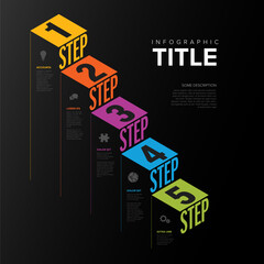 Poster - Dark Infogrpahic stairs steps diagram template