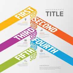 Poster - Infogrpahic stripes stairs steps diagram template