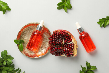 Wall Mural - Self care and skincare products concept - pomegranate cosmetics