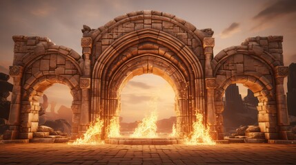 Poster - arches with flames