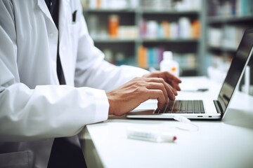 Poster - Man Typing on Laptop in Lab Coat