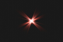 Light Effects, Glare, Glitter, Explosion, Red Light, Vector Illustration. Shining Red Stars.