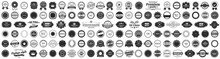 Big Set Of Black Premium Quality Badges. Premium Quality, Guaranteed, Certified Sticker Tag Collection. Vintage Black Badge Label For Marketing. Retro Stamp Collection
