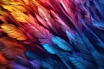 Wall Mural - Beautiful abstract of colorful feathers, texture background, abstract feather background, feather pattern