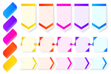 Fototapete - infographic elements set. collection of infographic progress charts, steps, arrows, colorful bullet 