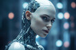AI humanoid robot woman closeup