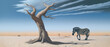 surrealism dream nature impossible tree stability surreal concept solitude elephant. Generative AI.