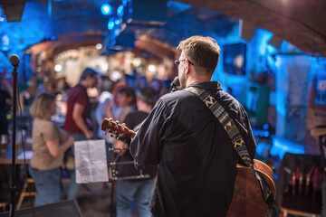 Poster - Band performs on stage, rock music concert.