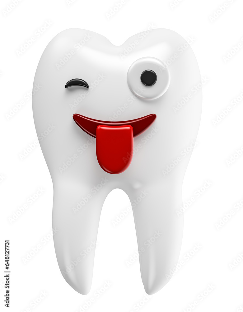 Tooth with smiling face in on transparent background in 3d render Stock ...