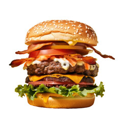 Wall Mural - Tasty american grill burger isolated on the white