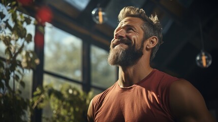 Wall Mural - Handsome athlete middle-aged man