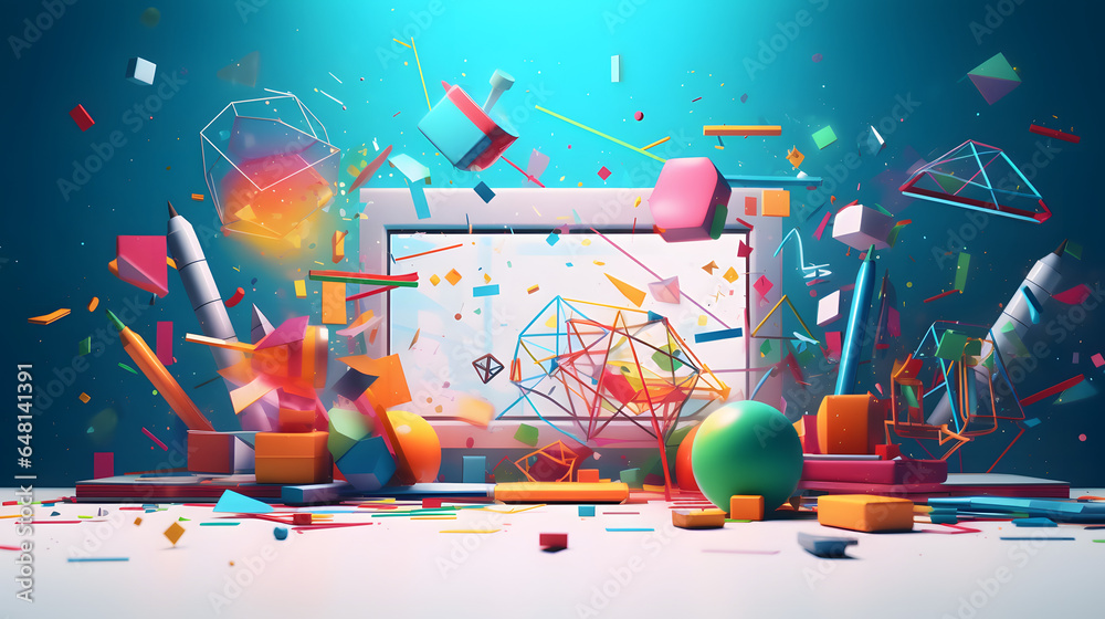 dynamic back to school background with a burst of colorful geometric ...
