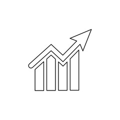 Poster - A large black outline chart up symbol on the center. Illustration on transparent background