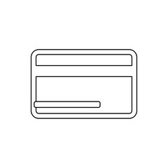 Poster - A large black outline credit card symbol on the center. Vector illustration on white background