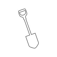 Poster - A large black outline shovel symbol on the center. Illustration on transparent background
