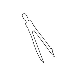 Poster - A large black outline compass divider on the center. Vector illustration on white background