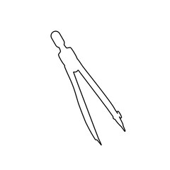 Poster - A large black outline compass divider on the center. Illustration on transparent background