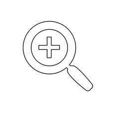 Poster - A large black outline zoom in symbol on the center. Vector illustration on white background