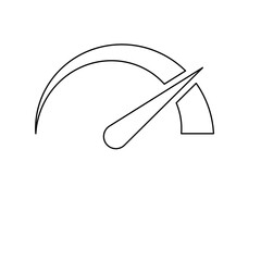 Poster - A large black outline tachometer symbol on the center. Vector illustration on white background