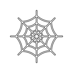 Poster - A large black outline spider web symbol on the center. Illustration on transparent background